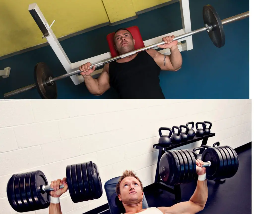 lifting bench press dumbbell press