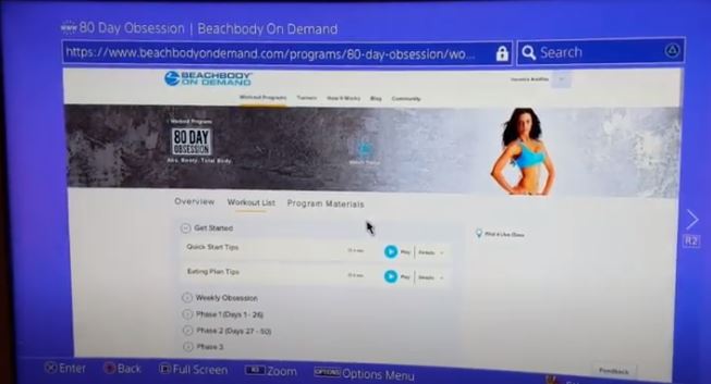 PS4 Beachbody On Screen