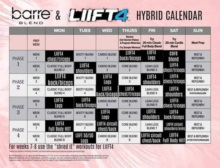 LIIFT4 Barre Blend Hybrid Calendar